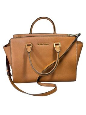 Michael Kors Selma Large Saffiano Leather Satchel Tote Crossbody